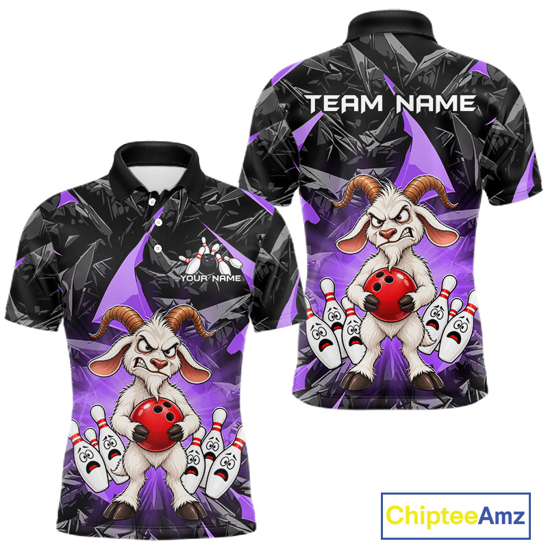 Custom Purple Funny Goat Bowling Team Shirts Bowling Jerseys for Men Bowling League with Team HNT566