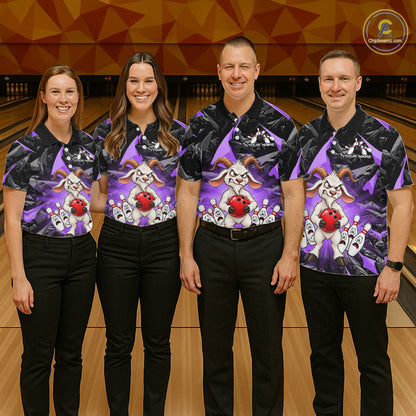 Custom Purple Funny Goat Bowling Team Shirts Bowling Jerseys for Men Bowling League with Team HNT566