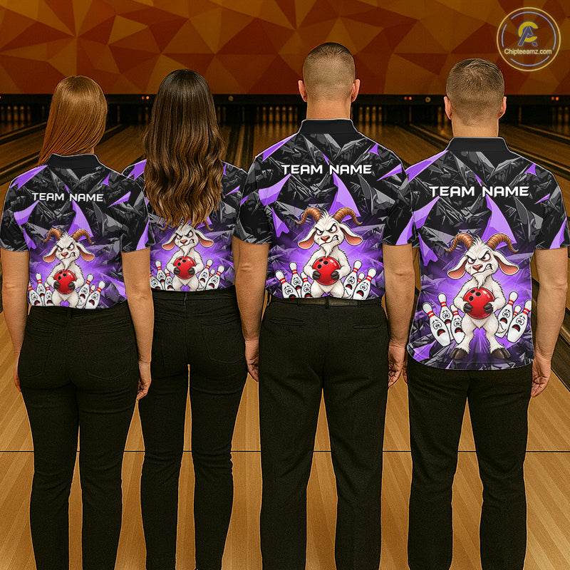 Custom Purple Funny Goat Bowling Team Shirts Bowling Jerseys for Men Bowling League with Team HNT566