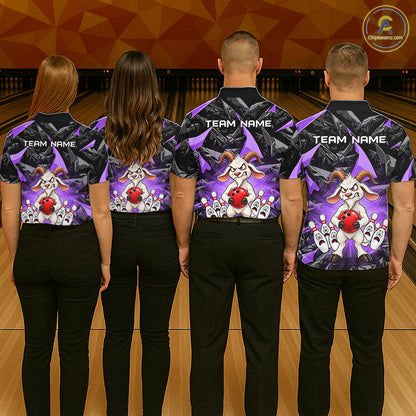 Custom Purple Funny Goat Bowling Team Shirts Bowling Jerseys for Men Bowling League with Team HNT566