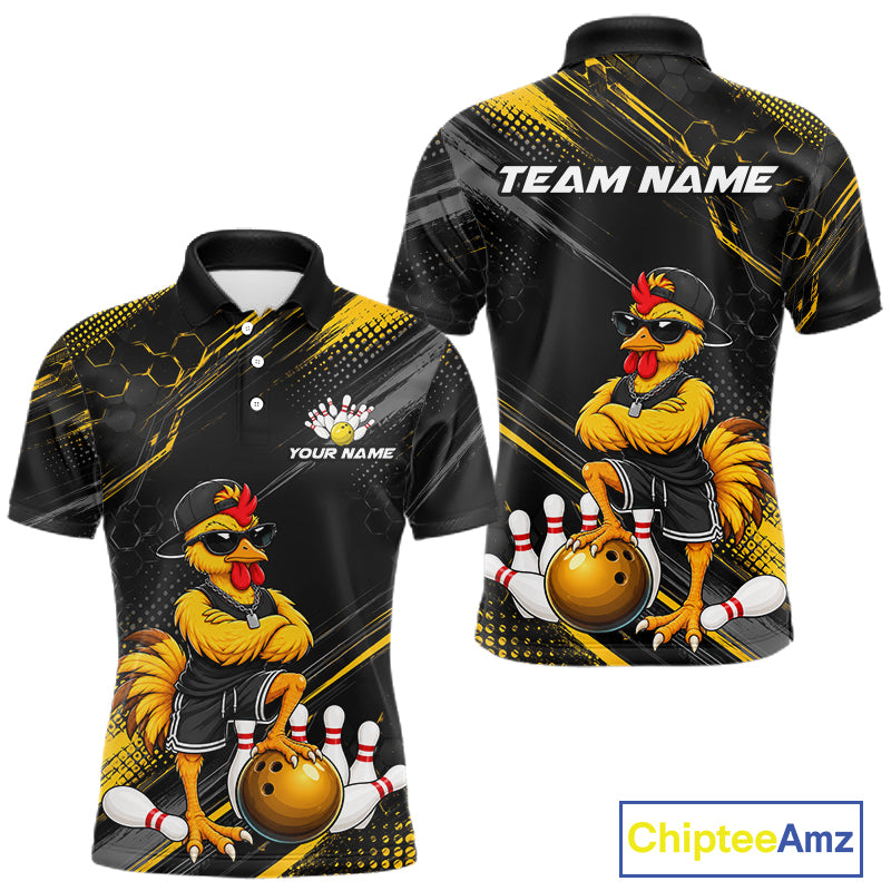 Custom Funny Chicken Bowling Jersey for Women Bowling Team Shirts Bowling Gifts Polo &1/4 Zip HNT568