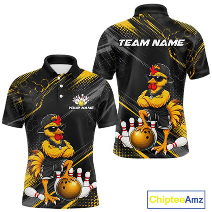 Custom Funny Chicken Bowling Jersey for Women Bowling Team Shirts Bowling Gifts Polo &1/4 Zip HNT568