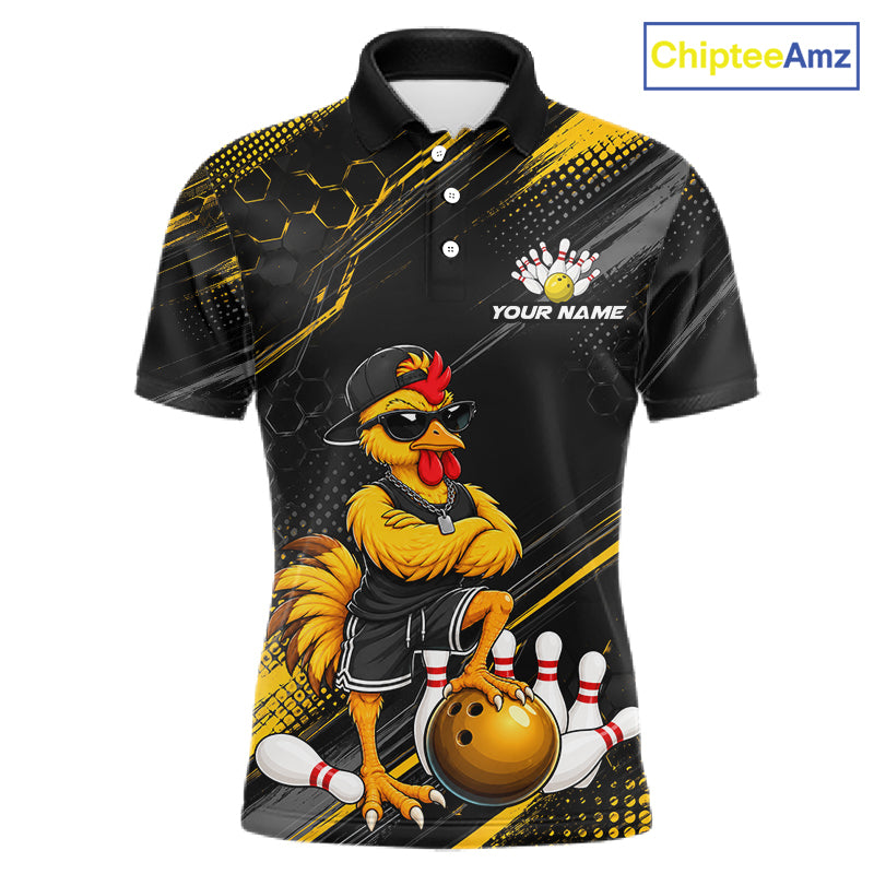 Custom Funny Chicken Bowling Jersey for Women Bowling Team Shirts Bowling Gifts Polo &1/4 Zip HNT568