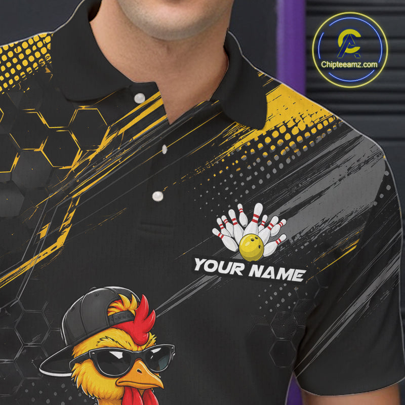 Custom Funny Chicken Bowling Jersey for Women Bowling Team Shirts Bowling Gifts Polo &1/4 Zip HNT568
