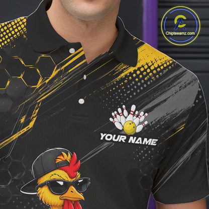Custom Funny Chicken Bowling Jersey for Women Bowling Team Shirts Bowling Gifts Polo &1/4 Zip HNT568