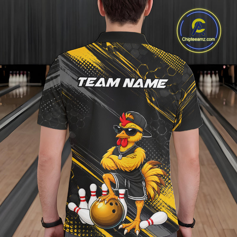 Custom Funny Chicken Bowling Jersey for Women Bowling Team Shirts Bowling Gifts Polo &1/4 Zip HNT568