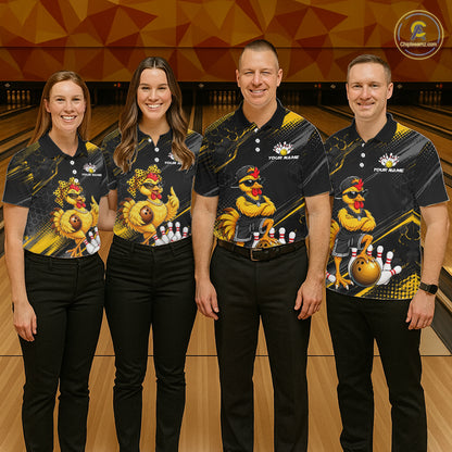 Custom Funny Chicken Bowling Jersey for Women Bowling Team Shirts Bowling Gifts Polo &1/4 Zip HNT568