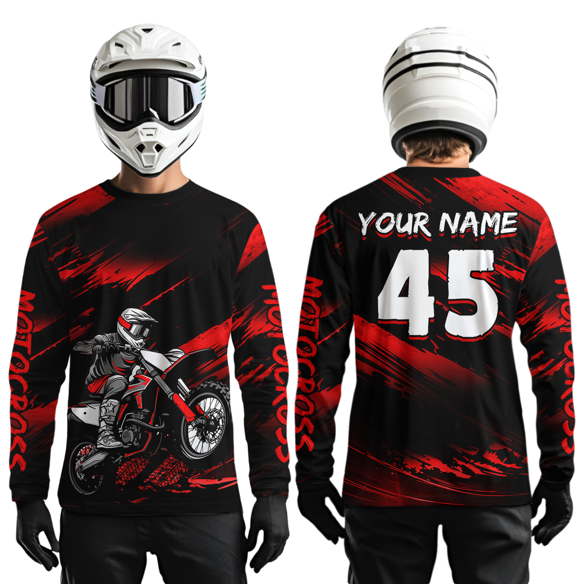 Red Motocross Shirts Personalized Racing Jersey Dirt Bike Jersey Kid Men Women UPF30+ DNT15