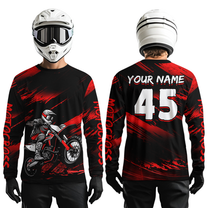 Red Motocross Shirts Personalized Racing Jersey Dirt Bike Jersey Kid Men Women UPF30+ DNT15