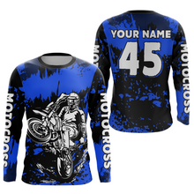 Load image into Gallery viewer, Custom Blue Motocross Jersey for Men Women Kids UPF30+ MX Motorcycle Racing DNT22