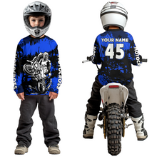 Load image into Gallery viewer, Custom Blue Motocross Jersey for Men Women Kids UPF30+ MX Motorcycle Racing DNT22