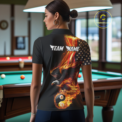 Custom US Eagle 8 9 Ball Billiard Yin Yang Shirts for Women Billiard Team Shirts Billiard League Polo & 1/4 Zip NNT90