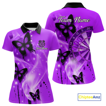 Custom Purple Galaxy Butterflies Darts Shirt for Women Darts Team Jerseys Dartboard Shirt NNT261