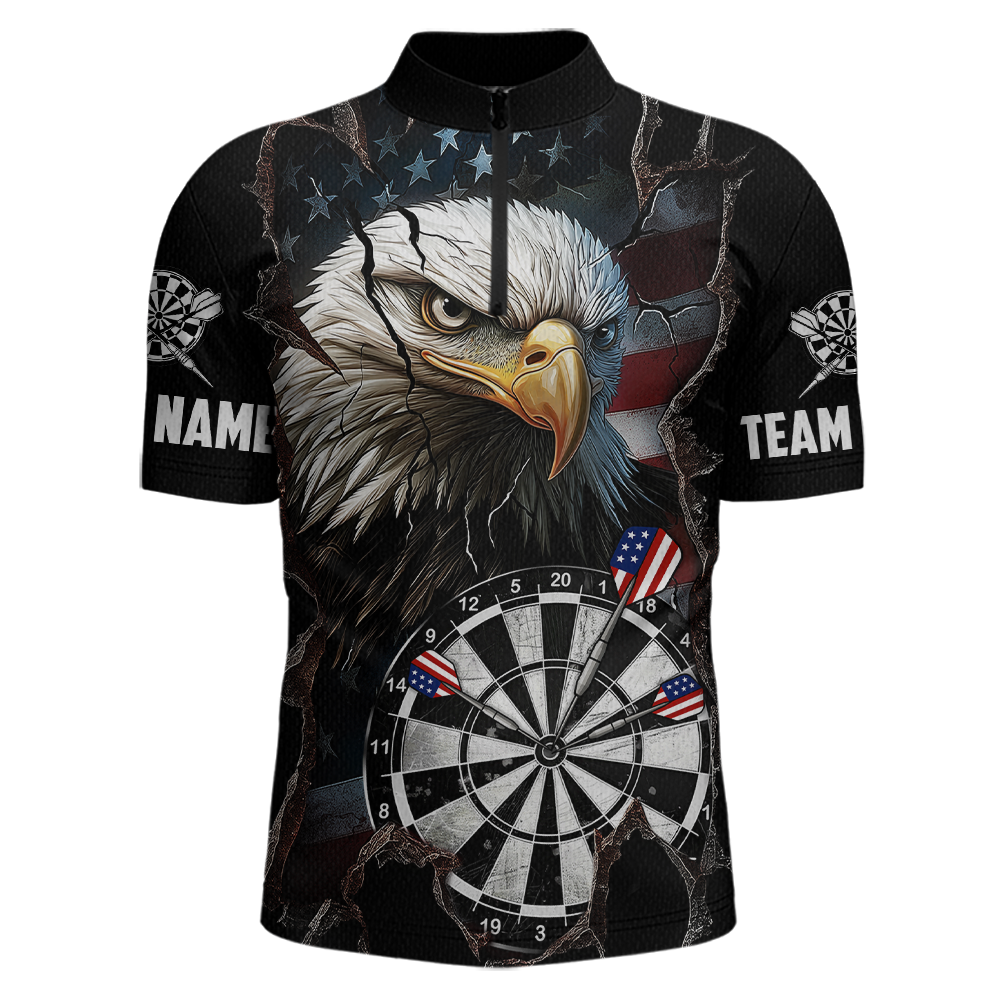 Custom US Flag Eagle Dart Shirts For Men Dart Board Gifts Darts Team Jerseys Dart League NNT154