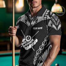 Load image into Gallery viewer, Custom 8 Ball Tribal Pattern Billiard Shirts for Men Billiard Team Shirts Billiard League Polo &amp; 1/4 Zip NNT95