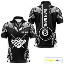 Load image into Gallery viewer, Custom 8 Ball Tribal Pattern Billiard Shirts for Men Billiard Team Shirts Billiard League Polo &amp; 1/4 Zip NNT95