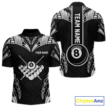 Load image into Gallery viewer, Custom 8 Ball Tribal Pattern Billiard Shirts for Men Billiard Team Shirts Billiard League Polo &amp; 1/4 Zip NNT95