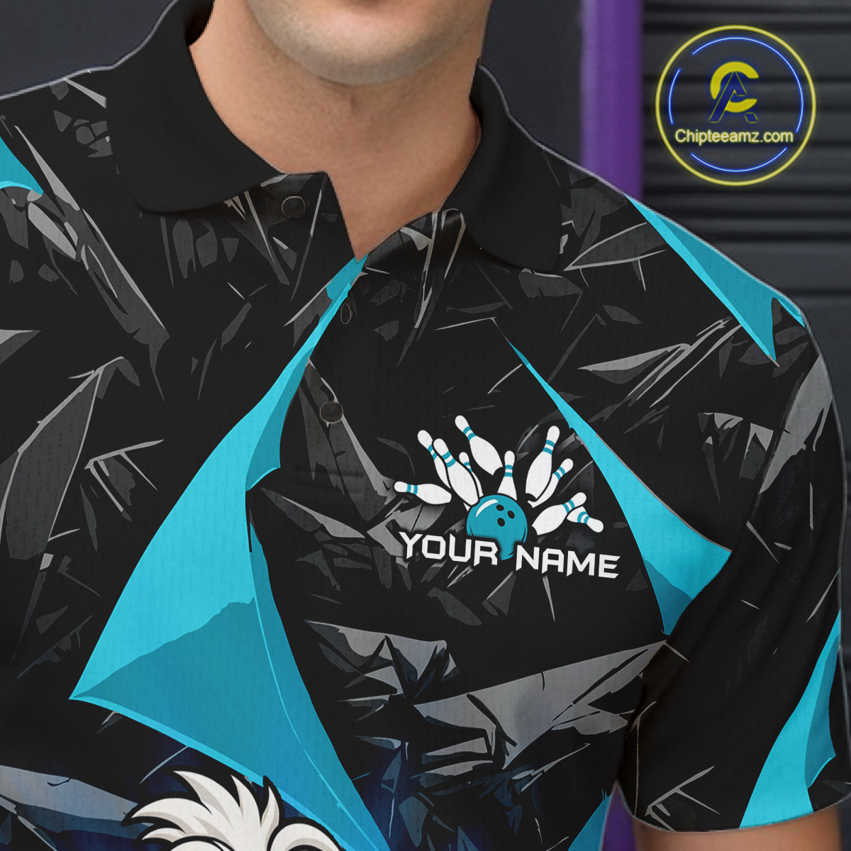 Custom Turquoise Funny Duck Bowling Jersey for Men Bowling League Bowling Team Shirts Polo & 1/4 Zip HN233