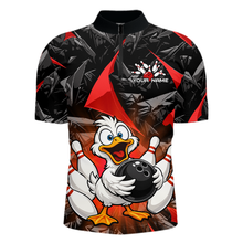 Load image into Gallery viewer, Custom Red Funny Duck Bowling Jersey for Men Bowling League Bowling Team Shirts Polo &amp; 1/4 Zip HN233