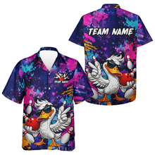 Load image into Gallery viewer, Custom Graffiti Duck Hawaiian Bowling Jersey for Men Women Bowling Team Shirts Bowling League HNT234