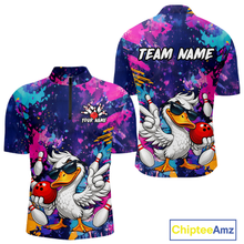 Load image into Gallery viewer, Custom Graffiti Funny Duck Bowling Jersey for Men Bowling League Bowling Team Shirts Polo &amp; 1/4 Zip HN234