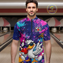 Load image into Gallery viewer, Custom Graffiti Funny Duck Bowling Jersey for Men Bowling League Bowling Team Shirts Polo &amp; 1/4 Zip HN234