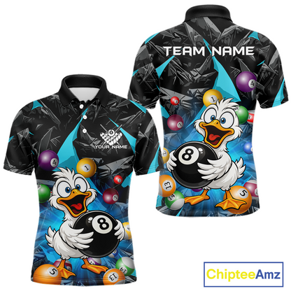 Custom Turquoise Funny Duck 8 Ball Pool Shirts Billiard Shirt for Men Billiard Team Jersey League NNT172
