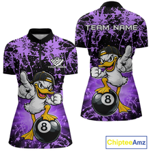 Load image into Gallery viewer, Custom Purple Funny Duck Billiard Shirt for Women Billiard Team Jersey League 8 Ball Pool Shirts NNT171