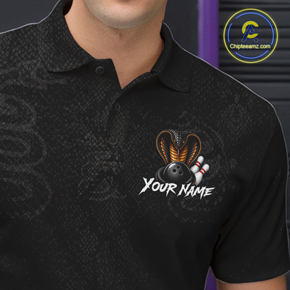 Custom Black Cobra Snake Bowling Jersey for Men Bowling Team Shirts Bowling League HNT309