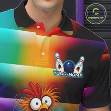 Load image into Gallery viewer, Colorful polo shirt with cartoon characters and 'Your Name' text, brand logo visible.