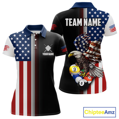 American Flag Eagle 9 Ball Custom Billiard Shirts for Women Billiard Team Jerseys Billiard League NNT284