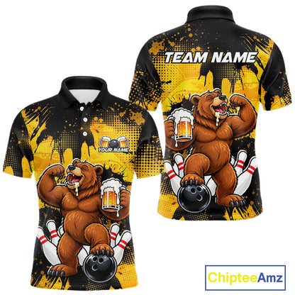 Funny Beer Bear Custom Bear Bowling Team Shirts for Men Bowling Tournament for Bowler HNT642