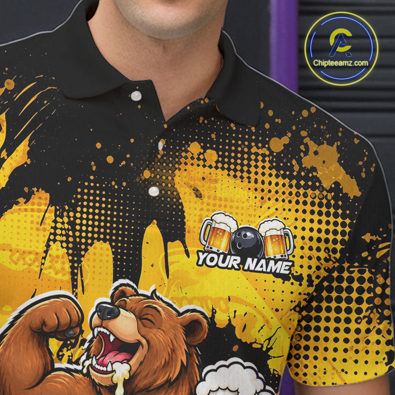 Funny Beer Bear Custom Bear Bowling Team Shirts for Men Bowling Tournament for Bowler HNT642