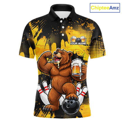 Funny Beer Bear Custom Bear Bowling Team Shirts for Men Bowling Tournament for Bowler HNT642
