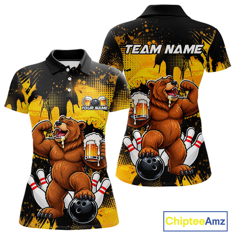 Funny Beer Bear Custom Bear Bowling Team Shirts for Women Bowling Tournament for Bowler HNT642