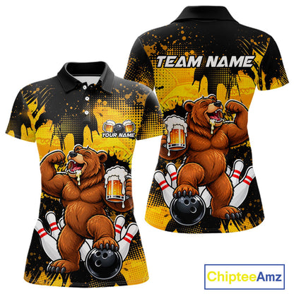 Funny Beer Bear Custom Bear Bowling Team Shirts for Women Bowling Tournament for Bowler HNT642