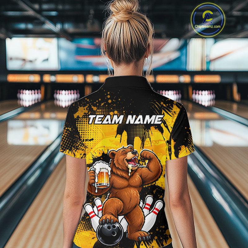 Funny Beer Bear Custom Bear Bowling Team Shirts for Women Bowling Tournament for Bowler HNT642