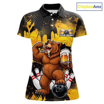 Funny Beer Bear Custom Bear Bowling Team Shirts for Women Bowling Tournament for Bowler HNT642