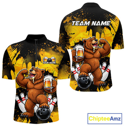 Funny Beer Bear Custom Bear Bowling Team Shirts for Men Bowling Tournament for Bowler HNT642