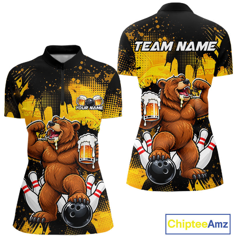 Funny Beer Bear Custom Bear Bowling Team Shirts for Women Bowling Tournament for Bowler HNT642