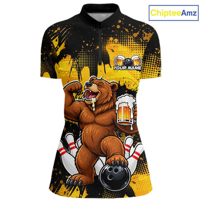 Funny Beer Bear Custom Bear Bowling Team Shirts for Women Bowling Tournament for Bowler HNT642