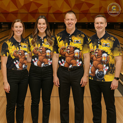 Funny Beer Bear Custom Bear Bowling Team Shirts for Women Bowling Tournament for Bowler HNT642