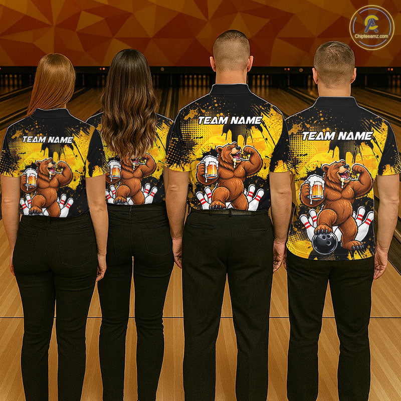 Funny Beer Bear Custom Bear Bowling Team Shirts for Women Bowling Tournament for Bowler HNT642
