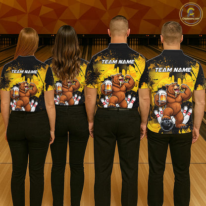 Funny Beer Bear Custom Bear Bowling Team Shirts for Women Bowling Tournament for Bowler HNT642