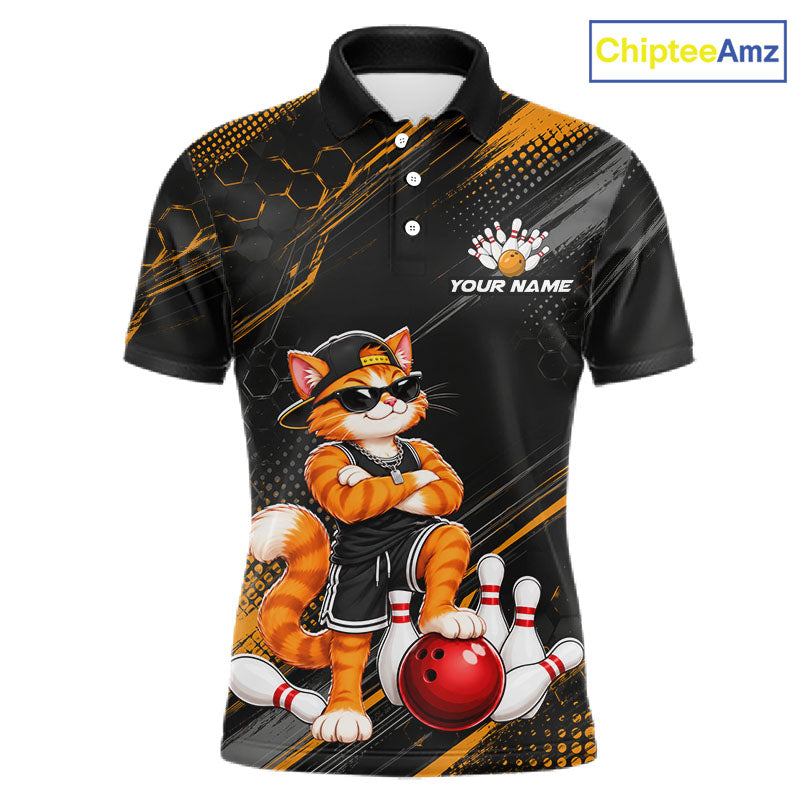 Custom Funny Cat Bowling Team Shirts for Men Bowling Tournament for Bowler Polo & 1/4 Zip HNT644