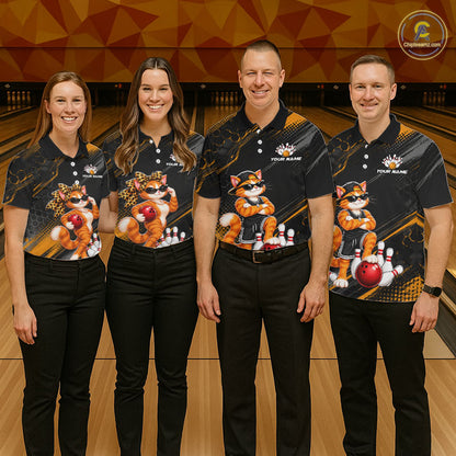 Custom Funny Cat Bowling Team Shirts for Women Bowling Tournament for Bowler Polo & 1/4 Zip HNT644
