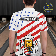 Load image into Gallery viewer, Custom US Flag Funny Beer Bowling Jersey for Men Polo &amp; 1/4 Zip Bowling Team Shirts HNT143