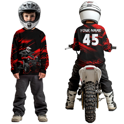 Custom Red ATV Motocross Jersey Kid Adult Quad Bike Jersey Off-Road Shirt UPF30+ DNT58
