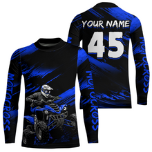 Load image into Gallery viewer, Custom Blue ATV Motocross Jersey Kid Adult Quad Bike Jersey Off-Road Shirt UPF30+ DNT58