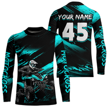 Load image into Gallery viewer, Custom Turquoise ATV Motocross Jersey Kid Adult Quad Bike Jersey Off-Road Shirt UPF30+ DNT58
